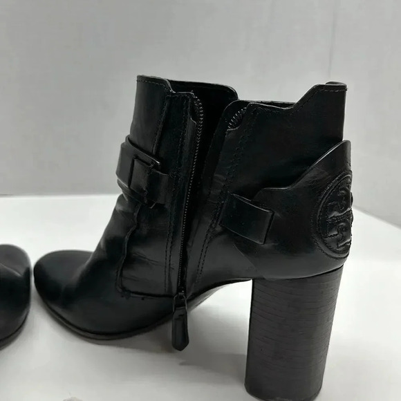 Tory Burch Colton Bootie 85 MM Galleo Leather Black Heeled Boots 50902 Size 10 - Picture 3 of 13